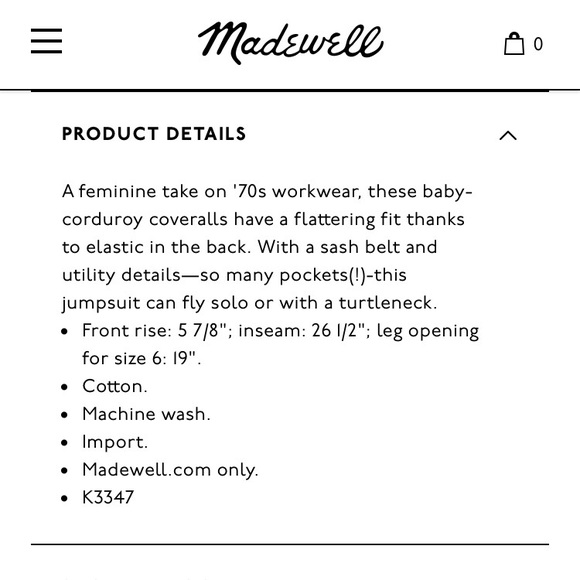 Madewell - Corduroy Utility Jumpsuit - Picture 4 of 5